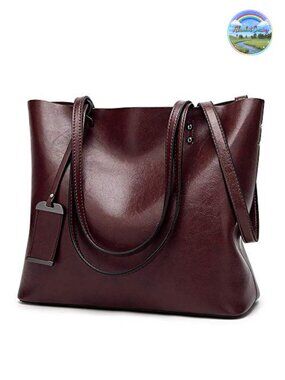 Greased Leather Satchel Handbag Removable Strap Tote Purse